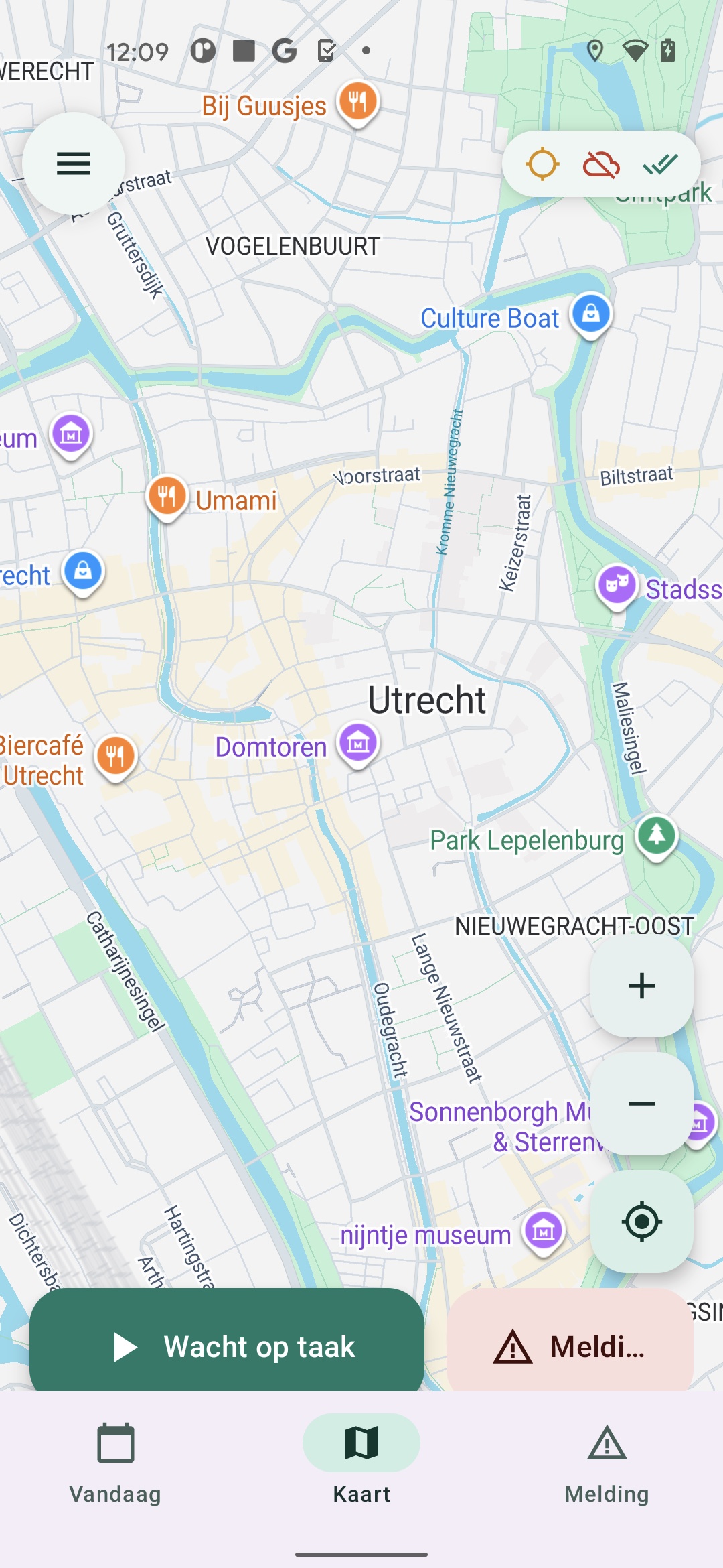 Live kaart in de VeegTracker Pro app